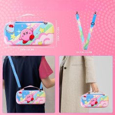 Nikcorp Torbica za Nintendo Switch / OLED, Kirby set dodataka, zaštitna futrola s folijom 9H, vodootporna, roza
