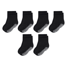 Nikcorp Protuklizne čarape za bebe, 6 pari, pamučne za sigurno puzanje i prve korake, za dječake i djevojčice, crne, 1-6 mjeseci