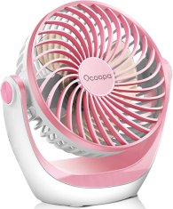 Nikcorp Stolni USB ventilator za ured i dom, tihi rad, 3 brzine, 360° rotacija, snažan protok zraka, protuklizna podloga, rozi