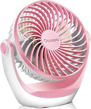 Nikcorp Stolni USB ventilator za ured i dom, tihi rad, 3 brzine, 360° rotacija, snažan protok zraka, protuklizna podloga, rozi