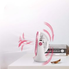 Nikcorp Stolni USB ventilator za ured i dom, tihi rad, 3 brzine, 360° rotacija, snažan protok zraka, protuklizna podloga, rozi