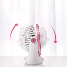 Nikcorp Stolni USB ventilator za ured i dom, tihi rad, 3 brzine, 360° rotacija, snažan protok zraka, protuklizna podloga, rozi