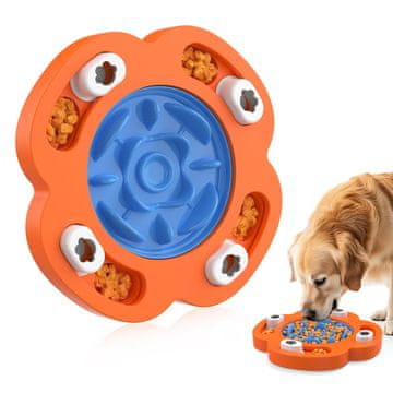 Nikcorp Zdjela za pse za sporo hranjenje, interaktivna puzzle igračka za mentalnu stimulaciju, s vakuumskim čepom, protuklizna, narančasta