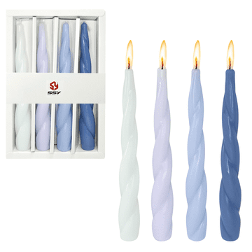 Nikcorp Ukrasne svijeće spiralne bez mirisa za dekoraciju stola i svečane prigode, ručno rađene, set 4 komada, plave 19 cm