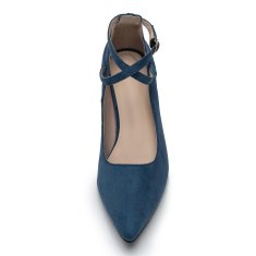 Nikcorp Ženske cipele salonke s remenom na petu za elegantan izgled i udobnost, sjajne, za vjenčanje i ured, plave, veličina 37 EU