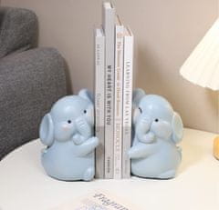 Nikcorp Podupirači za knjige u obliku slona, set 2 kom, ukrasna figurica za policu, stol ili ured, sivi, 17x10x13 cm