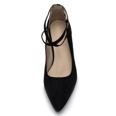 Nikcorp Ženske cipele salonke s remenom za elegantan izgled, udobne za ured, vjenčanje i zabave, sjajne crne, veličina 39 EU