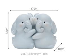 Nikcorp Podupirači za knjige u obliku slona, set 2 kom, ukrasna figurica za policu, stol ili ured, sivi, 17x10x13 cm