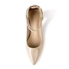 Nikcorp Ženske cipele salonke s remenom za elegantan izgled, stabilna peta za udobnost, idealne za vjenčanje i ured, bež, veličina 39 EU