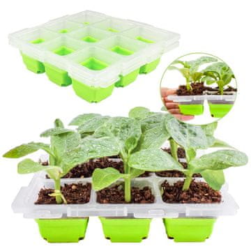 Nikcorp Mini staklenik za sadnice 2 kom, posude za sjetvu s poklopcem za regulaciju vlage, 18 ćelija, za uzgoj povrća i cvijeća