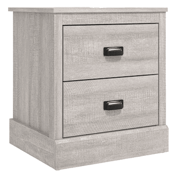 Nikcorp Noćni ormarić s 2 ladice, drveni stolić za spavaću sobu, moderni dizajn, sivi hrast, 46,5x40,8x53,7 cm