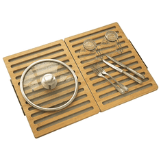 Nikcorp Ocjeđivač posuđa sklopivi, brzo sušenje, stalak za tanjure i čaše, bambus i dijatomejski kamen, smeđi/sivi, 40x30 cm