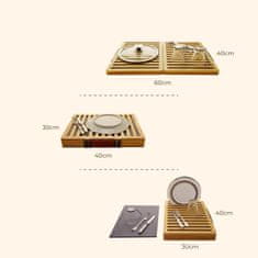 Nikcorp Ocjeđivač posuđa sklopivi, brzo sušenje, stalak za tanjure i čaše, bambus i dijatomejski kamen, smeđi/sivi, 40x30 cm