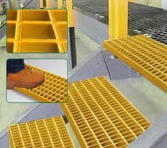 Nikcorp Industrijska gazišta za stepenice od stakloplastike, protuklizna rešetka za platforme, otporna na koroziju, žuta 80x27x3 cm