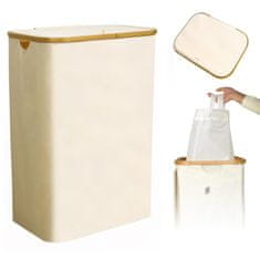 Nikcorp Košara za rublje sklopiva s poklopcem, 100L, odvojiva torba, Oxford tkanina, za kupaonicu i spavaću sobu, bež boja