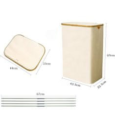 Nikcorp Košara za rublje sklopiva s poklopcem, 100L, odvojiva torba, Oxford tkanina, za kupaonicu i spavaću sobu, bež boja