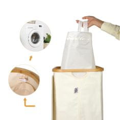 Nikcorp Košara za rublje sklopiva s poklopcem, 100L, odvojiva torba, Oxford tkanina, za kupaonicu i spavaću sobu, bež boja