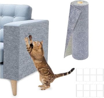 Nikcorp Zaštitna prostirka grebalica za mačke i pse, set 2 kom, zaštita za namještaj, vrata i zidove od grebanja, siva 40x100 cm