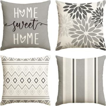 Nikcorp Ukrasne jastučnice 4 komada, mekane i izdržljive navlake za jastuke za sofu, krevet i fotelju, sivi poliester 40x40 cm