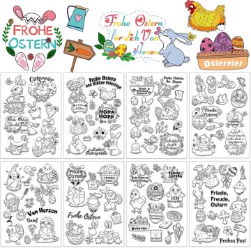 Nikcorp Set silikonskih prozirnih pečata 105 kom, Uskrsni motivi za scrapbooking, DIY, izradu čestitki i dekoracija, 8 listova