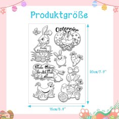 Nikcorp Set silikonskih prozirnih pečata 105 kom, Uskrsni motivi za scrapbooking, DIY, izradu čestitki i dekoracija, 8 listova