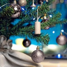 Nikcorp Set 100 kuglica za bor, nelomljive božićne dekoracije, 4 stila i 3 veličine, ukrasi za jelku, srebrne