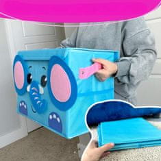 Nikcorp Kutija za igračke za dječju sobu, sklopivi organizator za odjeću i knjige s poklopcem, motiv plavi slon, 40x30x25 cm