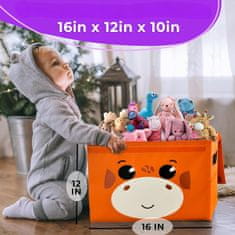 Nikcorp Kutija za igračke i odjeću, sklopivi organizator za dječju sobu s poklopcem i ručkama, motiv žirafe, žuta, 40x30x25 cm