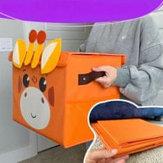 Nikcorp Kutija za igračke i odjeću, sklopivi organizator za dječju sobu s poklopcem i ručkama, motiv žirafe, žuta, 40x30x25 cm