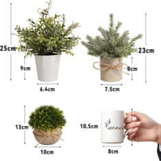 Nikcorp Umjetne biljke u tegli, set 4 kom, realističan izgled bez održavanja, dekoracija za ured, kupaonicu i dnevni boravak, zelene