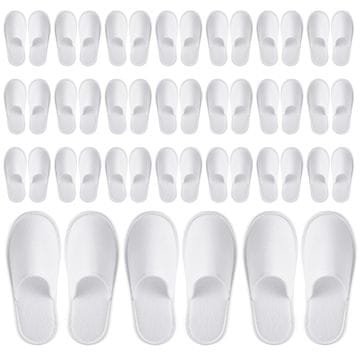 Nikcorp Jednokratne papuče hotelske s protukliznim potplatom, set 24 para za hotel, spa i kućnu upotrebu, zatvoreni prsti, bijele, 43 EU