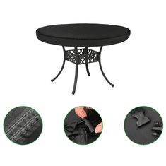 Nikcorp Zaštitna navlaka za okrugli stol, vodootporna cerada za vrt i balkon, otporna na UV zrake i vjetar, Oxford 420D, crna, 106x10 cm