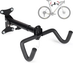 Nikcorp Zidni nosač za bicikl, podesivi kut i udaljenost, sklopivi, s držačem za kacigu, za MTB i cestovne bicikle, crni