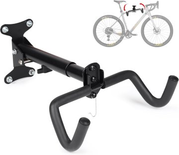 Nikcorp Zidni nosač za bicikl, podesivi kut i udaljenost, sklopivi, s držačem za kacigu, za MTB i cestovne bicikle, crni