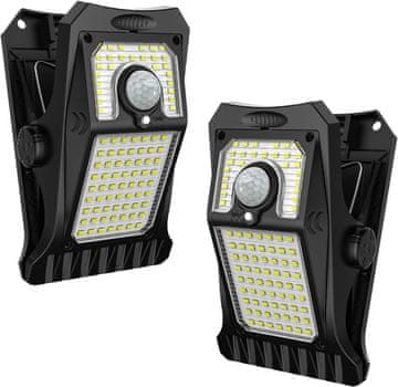 Nikcorp Vanjske solarne LED svjetiljke sa senzorom pokreta i kopčom, 2 kom, 600 lm, 3 načina rada, IP65 vodootporne, za vrt i ogradu