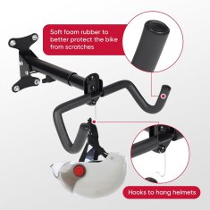 Nikcorp Zidni nosač za bicikl, podesivi kut i udaljenost, sklopivi, s držačem za kacigu, za MTB i cestovne bicikle, crni