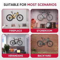 Nikcorp Zidni nosač za bicikl, podesivi kut i udaljenost, sklopivi, s držačem za kacigu, za MTB i cestovne bicikle, crni