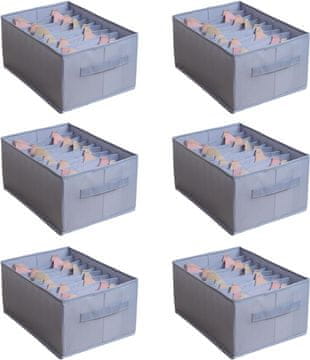 Nikcorp Organizatori za ormar i ladice 6 kom, set kutija za pohranu odjeće s 9 pretinaca, periva Oxford tkanina, sivi 32x25x17 cm