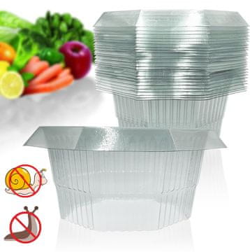 Nikcorp Ovratnici protiv puževa 20 kom, prirodna zaštita biljaka bez kemije, za povrće i cvijeće, prozirni 24x12 cm