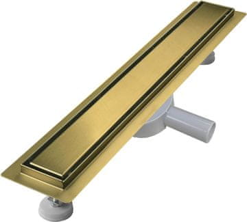 Nikcorp Tuš kanalica 110 cm s rotacijskim sifonom 360°, podni odvod za tuš kabinu od nehrđajućeg čelika, zlatna