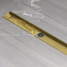 Nikcorp Tuš kanalica 110 cm s rotacijskim sifonom 360°, podni odvod za tuš kabinu od nehrđajućeg čelika, zlatna