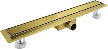 Nikcorp Tuš kanalica 110 cm s brzim protokom, podni odvod za tuš kabinu, nehrđajući čelik, sifon protiv mirisa, zlatna