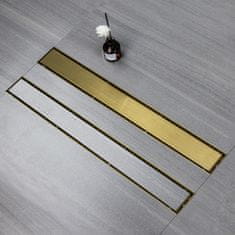 Nikcorp Tuš kanalica 110 cm s brzim protokom, podni odvod za tuš kabinu, nehrđajući čelik, sifon protiv mirisa, zlatna