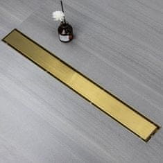 Nikcorp Tuš kanalica 110 cm s brzim protokom, podni odvod za tuš kabinu, nehrđajući čelik, sifon protiv mirisa, zlatna