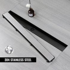 Nikcorp Tuš kanalica 120 cm s rotacijskim sifonom 360°, nehrđajući čelik, brzi protok 40 l/min, Anti-Odor sustav, crna