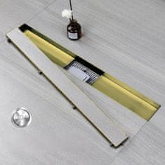 Nikcorp Tuš kanalica 110 cm s brzim protokom, podni odvod za tuš kabinu, nehrđajući čelik, sifon protiv mirisa, zlatna