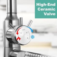 Nikcorp Kuhinjska slavina 4u1 s izvlačnim tušem, rotacija 360°, nehrđajući čelik, 4 načina mlaza, za sudoper, srebrna