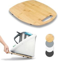 Nikcorp Bambusova klizna daska za kuhinjski robot, podloga za lakše pomicanje, s utorima i gumenim nogicama, prirodna boja bambusa