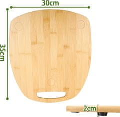 Nikcorp Bambusova klizna daska za kuhinjski robot, podloga za lakše pomicanje, s utorima i gumenim nogicama, prirodna boja bambusa