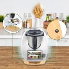 Nikcorp Bambusova klizna daska za kuhinjski robot, podloga za lakše pomicanje, s utorima i gumenim nogicama, prirodna boja bambusa